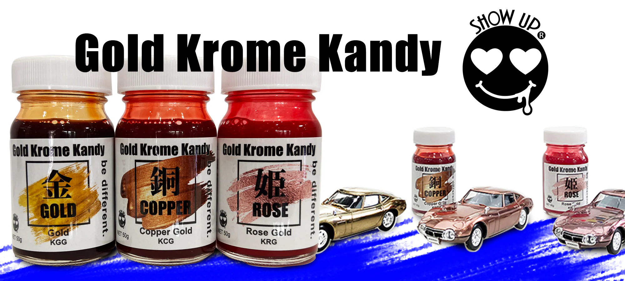 GOLD KROME Kandy (Gold, Copper Gold, Rose Gold) 50mL bottle AIR BRUSH USE (Made in Japan) [Show Up] - Image 3